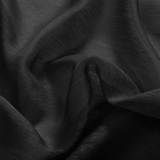 DONREN Jet Black Window Scarf Curtains for Outdoor Decoration - Add Luxury Beautiful Elegant Effect to Curtain Panels (1 Panel, 52 x 288 Inches Long)