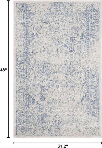 SAFAVIEH Adirondack Collection Accent Rug - 2'6" x 4', Ivory & Light Blue, Distressed Vintage Floral Design, Non-Shedding & Easy to Clean, Ideal for Front Door, Kitchen, Entryway, Foyer (ADR109L)