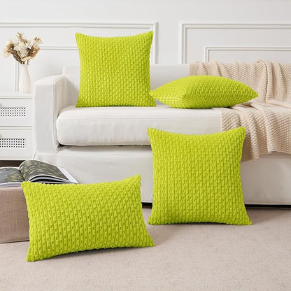 Kevin Textile 14x24 Inch Pillow Cover 1 Pack Boho Christmas Decorative Soft Striped Corduroy Lumbar Farmhouse Accent Rectangle Cushion Case for Living Room Couch Sofa Bed, Christmas Green