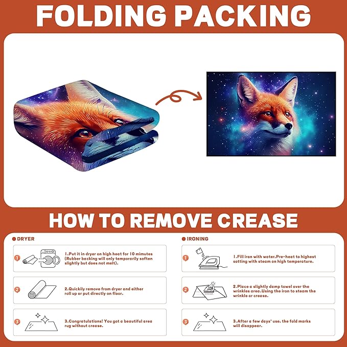 6' x 9' Galaxy Fox Rug Large 3D Cute Foxes Space Area Rugs for Bedroom Living Room Playroom Boys Kids Cartoon Colorful Carpet Glitter Stars Throw Rugs Floor Mat,180 X 275cm