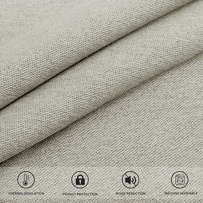 Easy-Going Linen Look Blackout Curtain Grommet Window Curtain Drapes for Bedroom, Living Room Thermal Insulated Room Darkening (2 Panels, 42x84 inch, Beige)