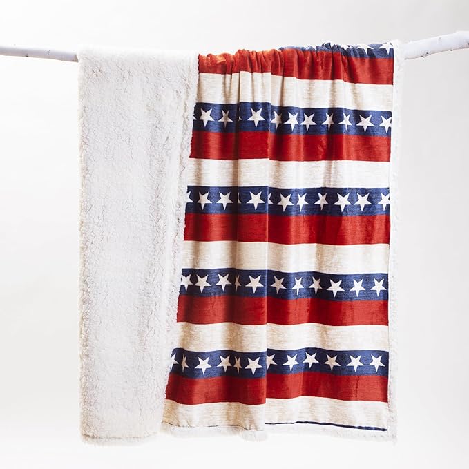 CARSTENS, INC. Ultra Premium Super Soft Plush Sherpa Fleece Oversized Throw Blanket 54" x 68", Americana