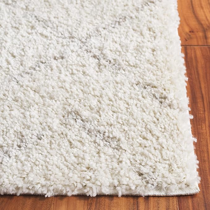 SAFAVIEH Arizona Shag Collection Runner Rug - 2'3" x 22', Ivory & Beige, Moroccan Boho Design, Non-Shedding & Easy to Clean, Ideal for Ideal for Living Room, Hallway, Foyer, Bedroom (ASG743A)