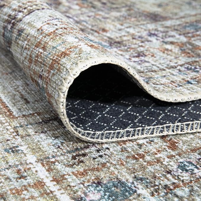 Bloom Rugs Washable Non-Slip 12 ft Runner - Peach/Beige Traditional Runner for Entryway, Hallway, Bathroom, and Kitchen - Exact Size: 2.5' x 12'