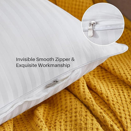 Oubonun 16 x 16 Throw Pillow Inserts, Firm and Fluffy Decorative Square Pillows for Couch Bed Sofa with Soft Cotton Cover White Cushion with Down Alternative Pack of 2