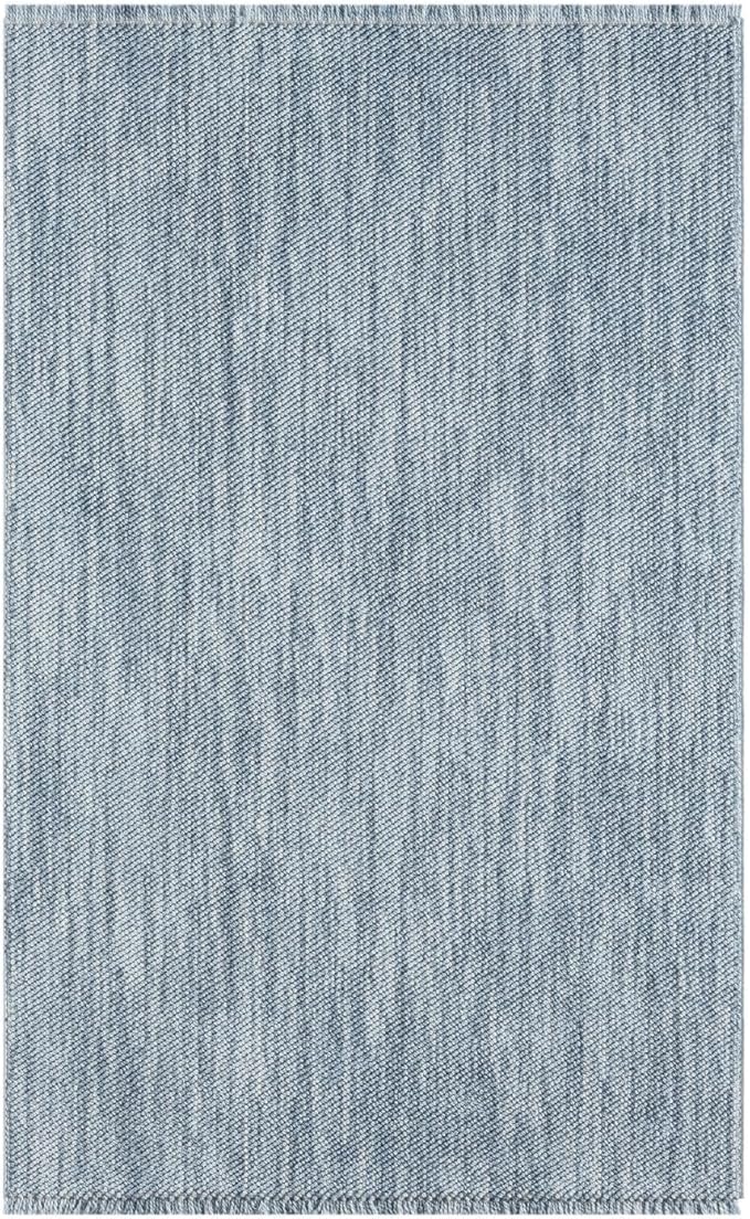 LUXE WEAVERS Solid Machine Woven Blue 8x10 Area Rug, Indoor Stain-Resistant Carpet