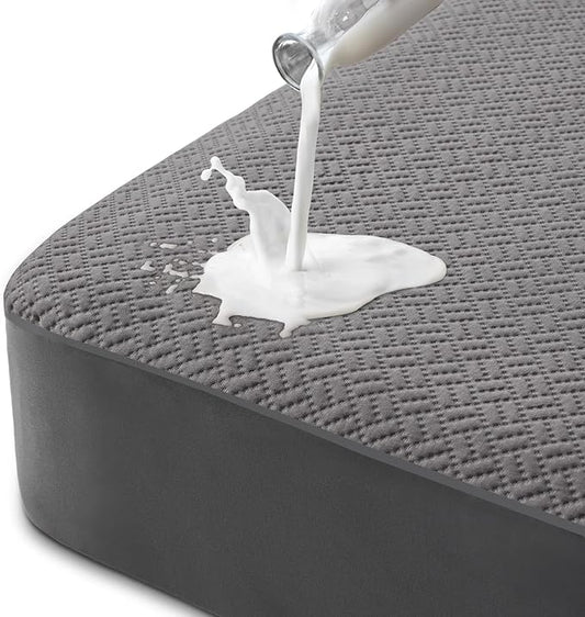Hanherry 100% Waterproof Mattress Protector California King Size - Grey, Mattress Pad Cover 3D Air Fabric Cooling Smooth Soft Breathable Noiseless, 8''-21'' Deep Pocket