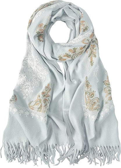 Urban CoCo Women's Embroidered Tassel Long Shawl Oversize Scarf Wraps for Women