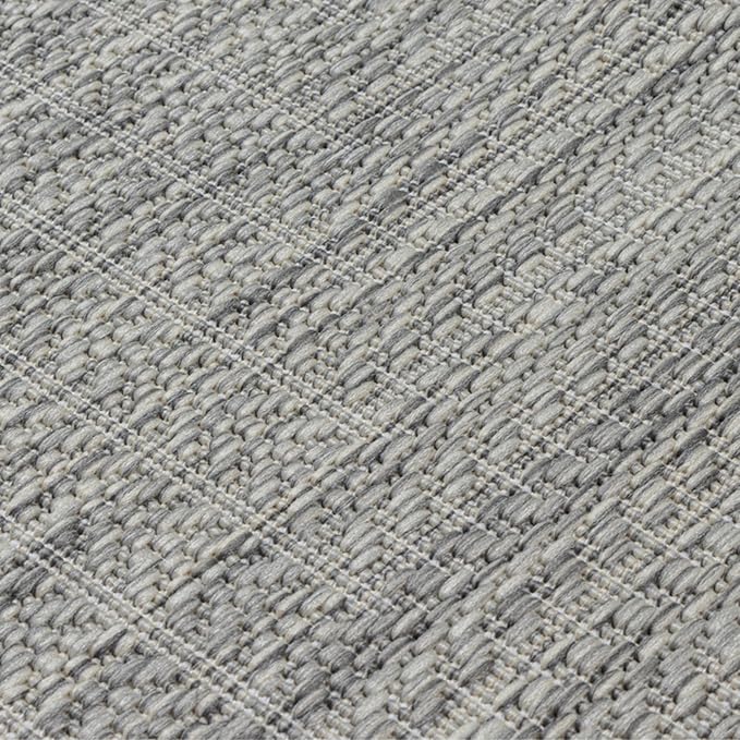 Adiva Rugs Outdoor Indoor Area Rug, Weather Resistant, Easy to Clean, Stain Resistant Floor Mat for Dining Room, Backyard, Deck, Patio (Silver Weiss, 2'6" x 7')