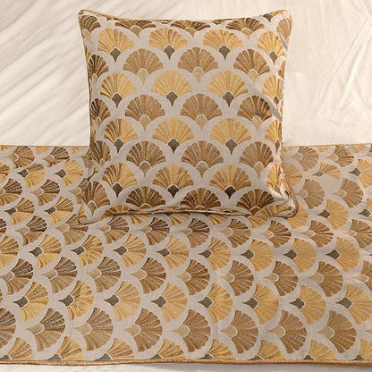 The HomeCentric King Queen Twin Beige & Yellow Gold Handmade CA King 86"x18" Bed Runner Without Pillow Cover, Floral Embroidery Bed Scarf on Cotton Embroidery Fabric - Autumn Bloom
