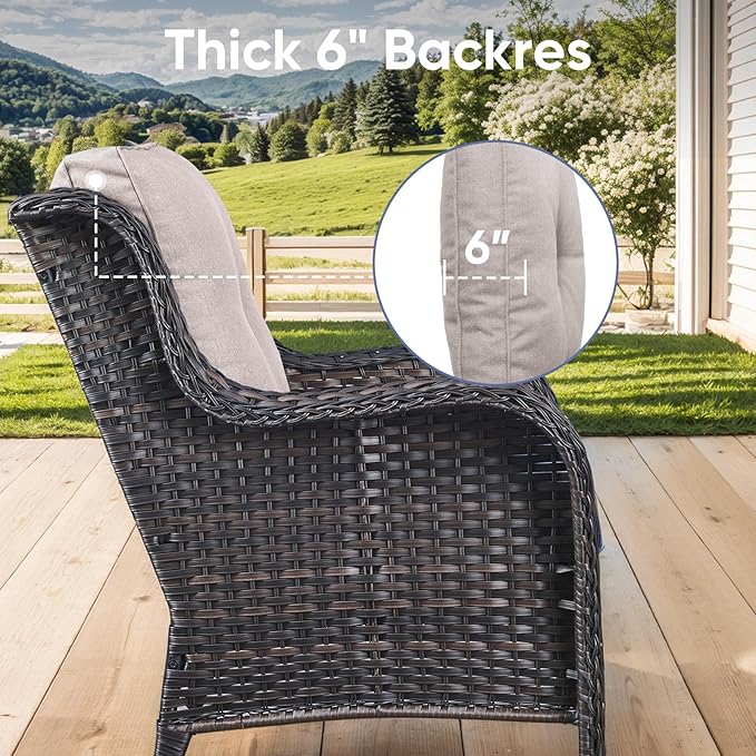 Patio Chair Cushions 4 Packs - Outside High Back Thick Water-Resistant Cushion 22x24 with Zipper Cover for Outdoor Glider Rocking Chairs Loveseat Couch – Beige/Buckle