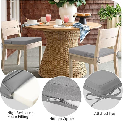 idee-home Outdoor Chair Cushions Set of 4, 17" x 16" Outdoor Seat Cushion Waterproof Patio Furniture with Ties, Dining Chair Pads