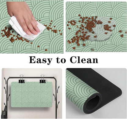 Dog Food Mat for Floors, Absorbent and Quick-Drying Pet Cat Food Mat,Anti-Fouling and Easy-to-Clean Pet Feeding Mat,Dog Bowl Mats for Messy Drinking Water Bowls.17 x32inch Boho Style