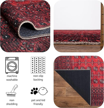 Keen Home Design 9x12 Rug - Machine Washable Area Rug with Non-Slip Backing, Ideal for Living Room, Dining Room, Bedroom - Vintage, Easy Clean, Durable, Low Pile Rug - (9' x 12')