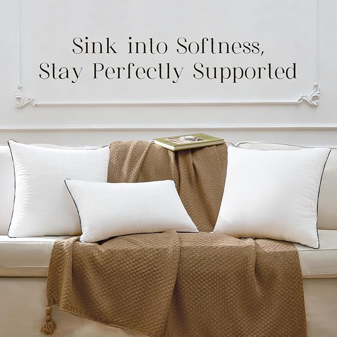 Phantoscope 16x16 Pillow Inserts, Decorative Throw Pillow Inserts with 100% Cotton Jacquard Cover, Virgin Fiber Pillow Sham Stuffer, Square Couch Cushion Pillows, Pack of 2, 16x16 Inch