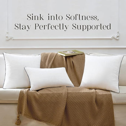 Phantoscope 12x20 Pillow Inserts, Decorative Throw Pillow Inserts with 100% Cotton Jacquard Cover, Virgin Fiber Pillow Sham Stuffer, Lumbar Square Couch Cushion Pillows, Pack of 1, 12x20 Inch