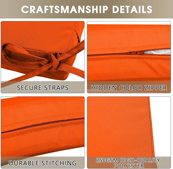 Outdoor Seat Cushion Set 24 x 24 In, Water-Resistant & Fade-Resistan, Patio Furniture Cushions with Removable Cover Deep Seat & Back Cushion with Handle and Adjustable Straps for Chair Sofa,1PC
