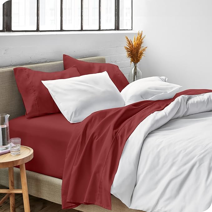 Bare Home Full Sheet Set - 1800 Ultra-Soft Microfiber Full Bed Sheets - Double Brushed - Deep Pockets - Easy Fit - 4 Piece Set - Bed Sheets (Full, Rosewood)