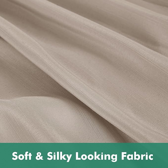 Biscaynebay Wrap Around Bed Skirts with Split Corners for Queen Beds 18" Drop, Light Camel Adjustable Elastic Dust Ruffles Easy Fit Wrinkle Resistant Silky Luxurious Fabric Machine Washable