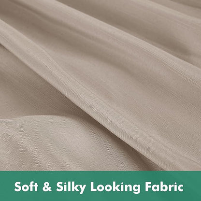 Biscaynebay Wrap Around Bed Skirts with Split Corners for Queen Beds 18" Drop, Light Camel Adjustable Elastic Dust Ruffles Easy Fit Wrinkle Resistant Silky Luxurious Fabric Machine Washable
