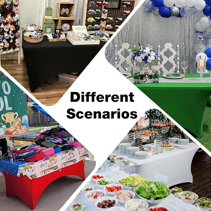 Trlyc 2 Pack 4FT Spandex Table Cloth - 48 x 30 Inch Rectangular Stretch Tablecloth, Wrinkle Resistant Scretch Table Cover for Wedding, Party, Banquet, Picnic, Outdoor Decoration (2Pcs,Green)