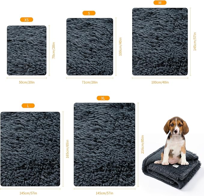 Waterproof Gray Pet Blanket for Dogs Fluffy Long Faux Fur Pets Throw Blankets for Large Dog Cat Puppy Couch Cover Love Bed Protector Mat Washable(Grey,L-65X57in)