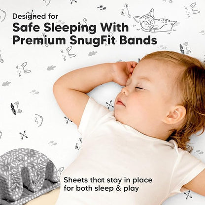 Pack and Play Sheets Fitted - 2-Pack Mini Crib Sheets for Pack N Play Mattress 38x26, Soft & Cozy, Neutral Toddler Playard Bedding, Snug Fitted Mini Baby Crib Mattress Cover Boy, Girl (Nordic)