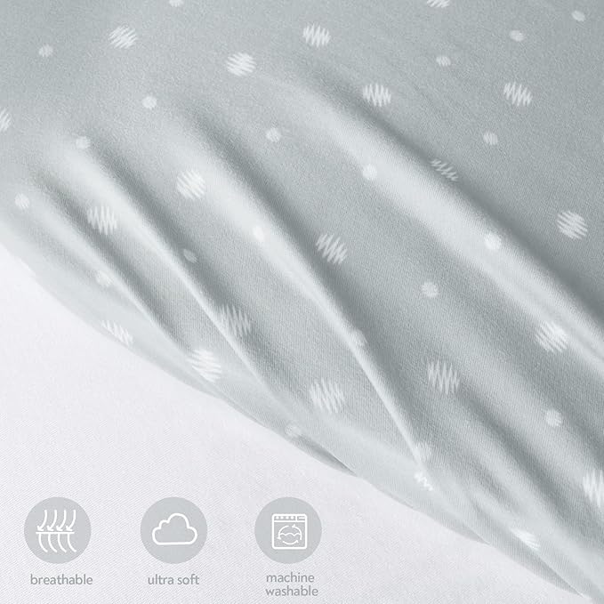 Bassinet Sheets 20" x 30" Fit for Graco Travel Lite Crib, My View 4 in 1, Fodoss, Guava Lotus, Yacul, Cloud Baby Premium and Maxi-Cosi Swift Lightweight Bassinet, Ultra Soft, White & Grey Ball, 2 Pack
