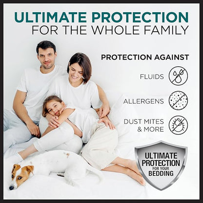 Protect-A-Bed AllerZip King 20" x 36" Pillow Protectors (Set of 2), Bed Bug and Dust Mite Proof, Noiseless and Odor-Resistant Pillow Covers, 100% Waterproof, Machine Washable