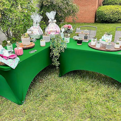 Trlyc 1 Pack 4FT Spandex Table Cloth - 48 x 30 Inch Rectangular Stretch Tablecloth, Wrinkle Resistant Scretch Table Cover for Wedding, Party, Banquet, Picnic, Outdoor Decoration (1Pcs,Green)