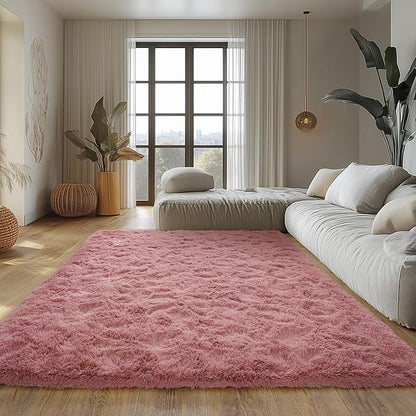 9x12 Ultra Soft Shag Area Rug for Living Room and Bedroom - Plush Modern Floor Carpet for Home Decor, Blush