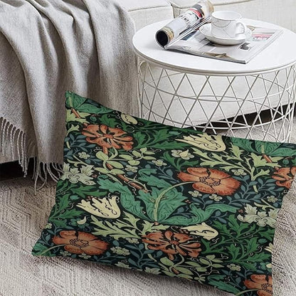 Compton Floral Art William Morris Throw Pillow Covers 12x20 Inch Aesthetic Pillow Velvet Decorative Pillowcase Home Decor Living Room Cushion Case for Bed Sofa Couch