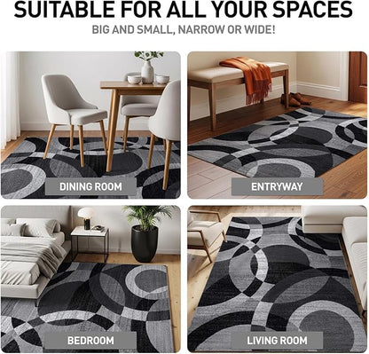 Rugshop Contemporary Abstract Circles Perfect for high Traffic Areas of Your Living Room,Bedroom,Home Office,Kitchen Area Rug 12' x 15' Gray