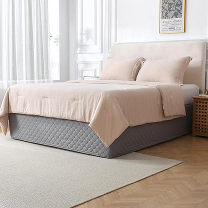 King Size Gray Bed Skirt with 14-Inch Drop, Easy Fit Wrap-Around Cover for Bed, Wrinkle-Free and Fade-Resistant Box Spring Cover. (Gray Seashells, King)