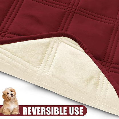 Smiry Waterproof Dog Bed Cover Blanket 40x80, Soft Reversible Pet Blanket, Washable Leakproof Cats Dogs Couch Cover for Sofa, Couch, Furniture, Lattice, Wine Red/Beige