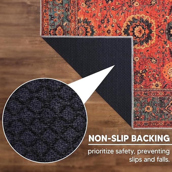 Keen Home Design 3x5 Rug - Machine Washable Entry Rug with Non-Slip Backing, Ideal for Enteryway, Kitchen, Bathroom, Laundry Room - Vintage, Easy Clean, Durable, Low Pile Rug - (3' x 5')