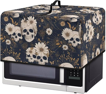 Microwave Oven Cover, Skull Halloween Dust Oil Proof Waterproof Machine Protector Decorative Kitchen Appliance Cover Reusable Microwave Food Covers Prevents Splatters Universal Size