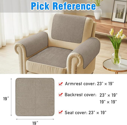 Couch Arm Covers, Sofa Arm Covers, Waterproof Armrest Cover for Sofa, Armchair, Loveseat, Headrest Cover, Non-Slip Recliner Arm Cover, Arm Chair Covers Set of 2 (Brown, 19"×19")