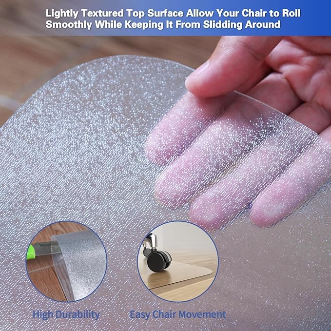 Amyracel Chair Mat for Hardwood Floor, 45” x 53” Clear Desk Chair Mat for Office Chair on Hardwood, Easy Glide Office Floor Protector Mat for Rolling Chairs