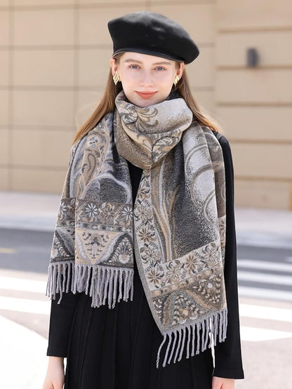 Wander Agio Warm Fashion Scarf Long Shawl Large Blanket Winter Wraps Scarves for Women Cashmere Jacquard Vintage Paisley