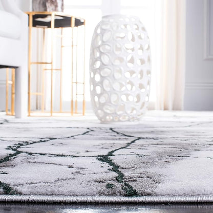 SAFAVIEH Craft Collection Area Rug - 10'6" x 14', Grey & Green, Modern Abstract Design, Non-Shedding & Easy Care, Ideal for High Traffic Areas in Living Room, Bedroom (CFT877Y)