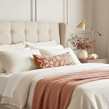 BlissBlush Fall Throw Pillow Cover 14x36 Long Lumbar Throw Pillow for Bed, Rust Brick Red Soft Velvet Accent Farmhouse Body Lumbar Throw Pillowcase for Bedroom Sofa Couch, Home Décor