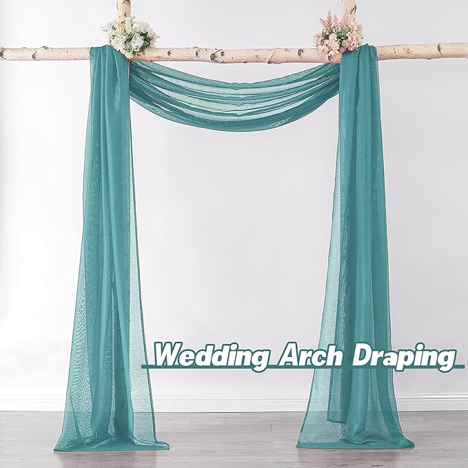 DONREN Teal Window Scarf for Outdoor Decoration - Add Luxury Beautiful Elegant Effect to Curtain Panels (1 Panel, 52 x 288 Inches Long)