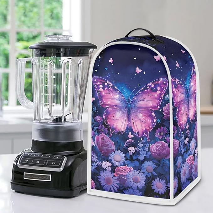 Talayituse Butterfly Rose Daisy Flower Print Blender Dust Cover, Fingerprint Protection Cover for Stand Mixer or Coffee Machine, Home Kitchen Appliance Covers for Stain Dust Resistant Supplies