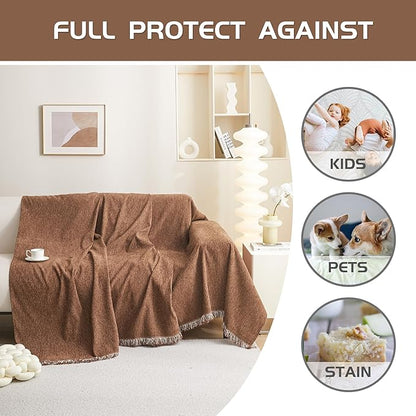 MEETSKY Couch Cover for Pets Sofa Cover for 3 Cushion Couch Sofa Oversized Sofa Slipcovers Sectional Sofa Covers Washable, Sofa Throw Couch for Dogs Couch Protector, 91"x 150"，Camel