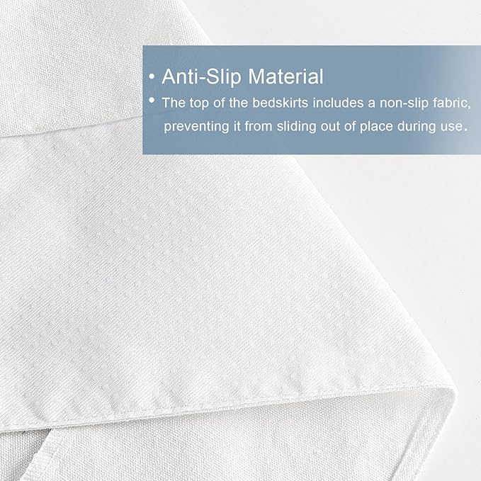 HIG Off-White Chic Queen Bed Skirt - Easy Fit Scallop Edge Pleated Bedskirts, 14 Inch Drop Anti-Slip Dust Ruffle, Thick Fabric for Enhanced Privacy, Pre-Washed for Long-Lasting Use(N60022)
