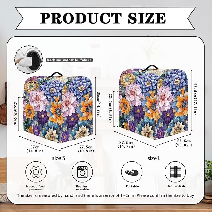 Boho Flower Mixer Covers Dust Covers for Stand Mixer Kitchen Counter Mixer Parts & Accessories Decor for Kitchen Kid Mixer Cover Colorful