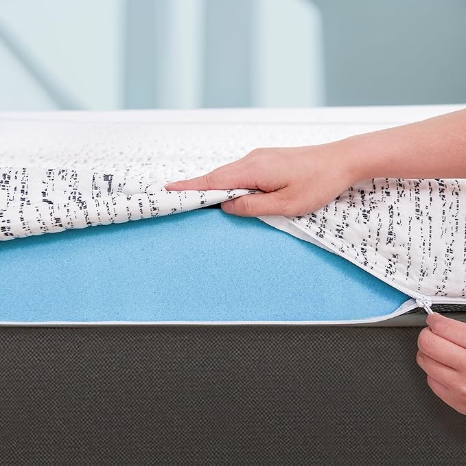 Subrtex Mattress Topper Cover Full Size 3 Inch (Only Cover) Mattress Topper Protector Bedding Removable Encasement with Zipper Closure
