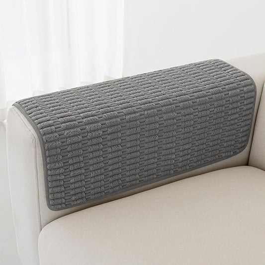 Foxdecor Couch Arm Covers Sofa Arm Covers, Arm Chair Covers Set of 2, Non-Slip Chair Arm Covers, Arm Rest Cover for Sofa, Armchair Slipcovers Couch Protector (Dark Grey 18x28 inch)