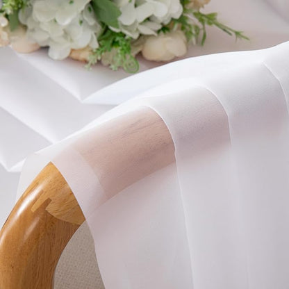 OVZME 2 Panels Sheer White Curtains 54 Inches Length Window Treatment for Kitchen, Elegant Airy Transparent Curtain Draperies Rod Pocket for Kids Living Room, Each 42 Width 54 Length